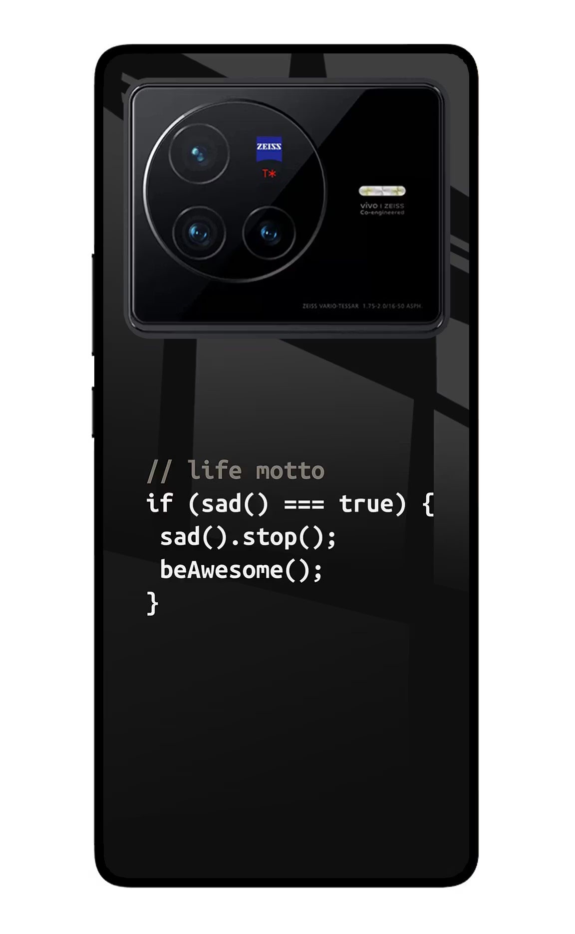 Life Motto Code Vivo X80 Glass Case Back Cover by Casekaro