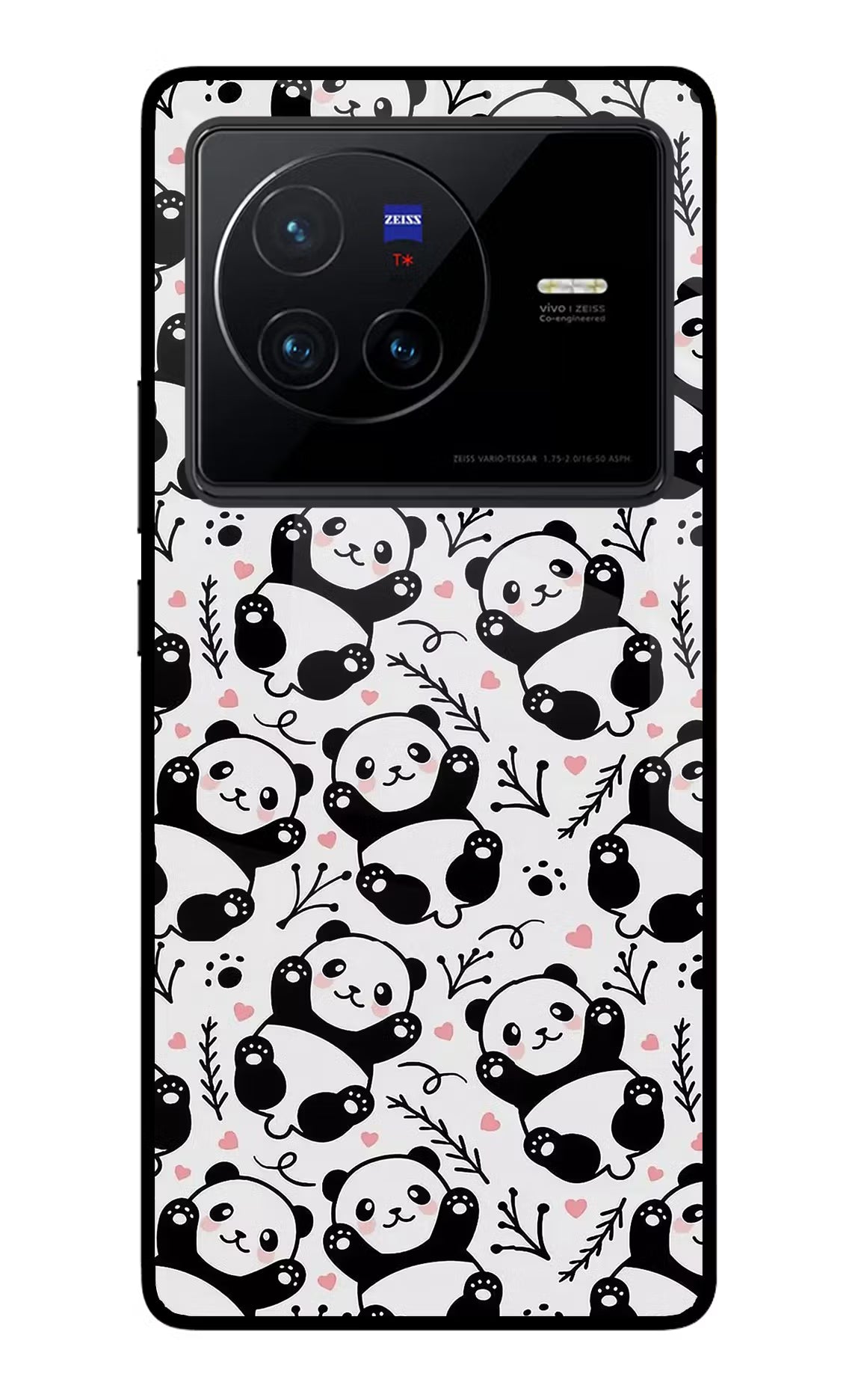 Cute Panda Vivo X80 Glass Case Back Cover by Casekaro