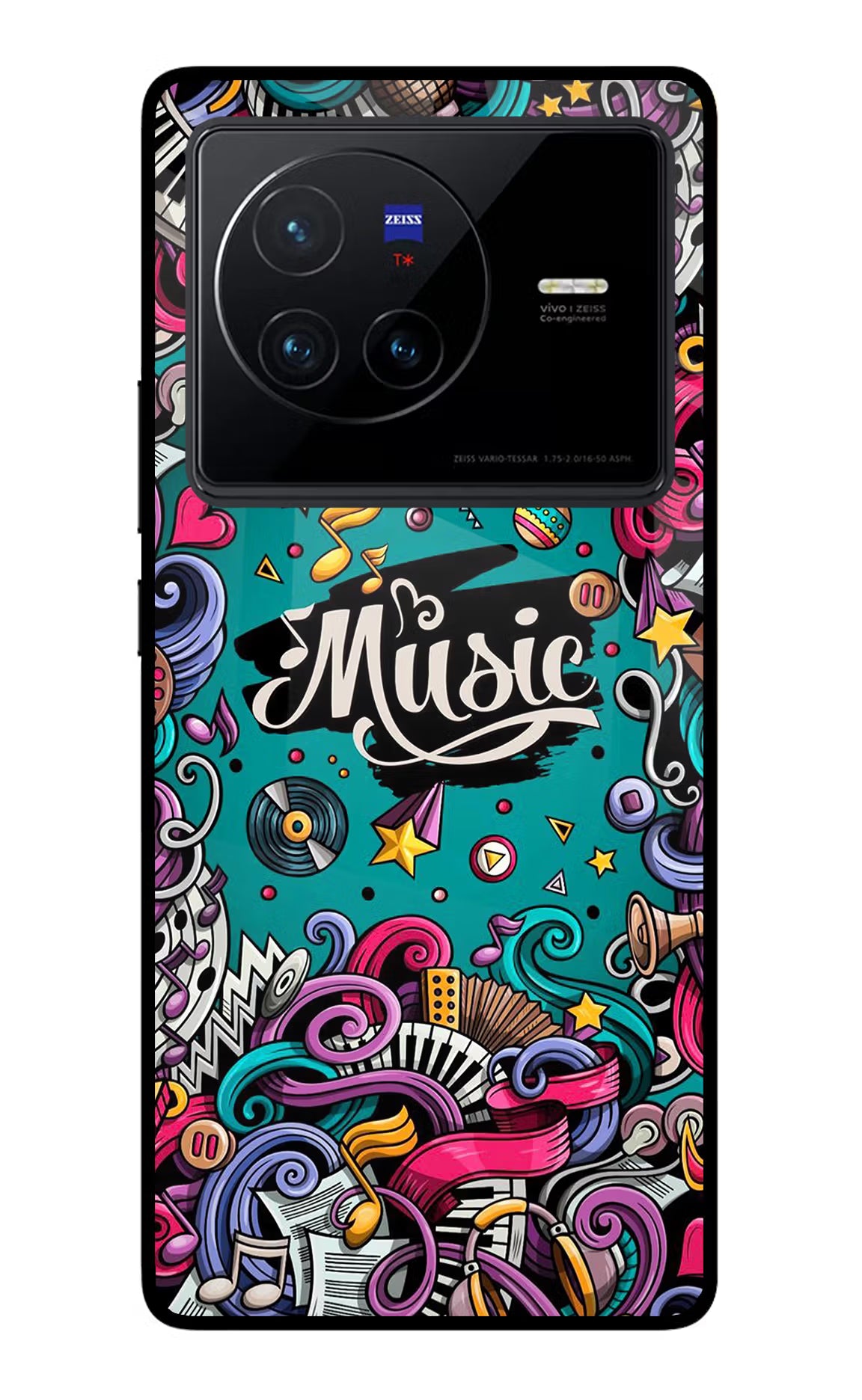 Music Graffiti Vivo X80 Glass Case Back Cover by Casekaro
