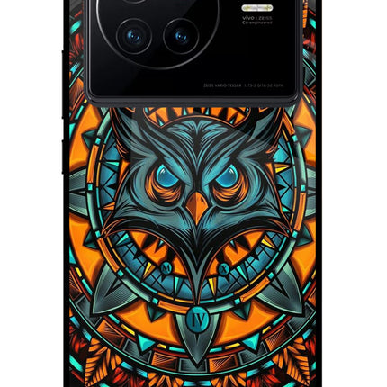 Angry Owl Art Vivo X80 Glass Case Back Cover by Casekaro