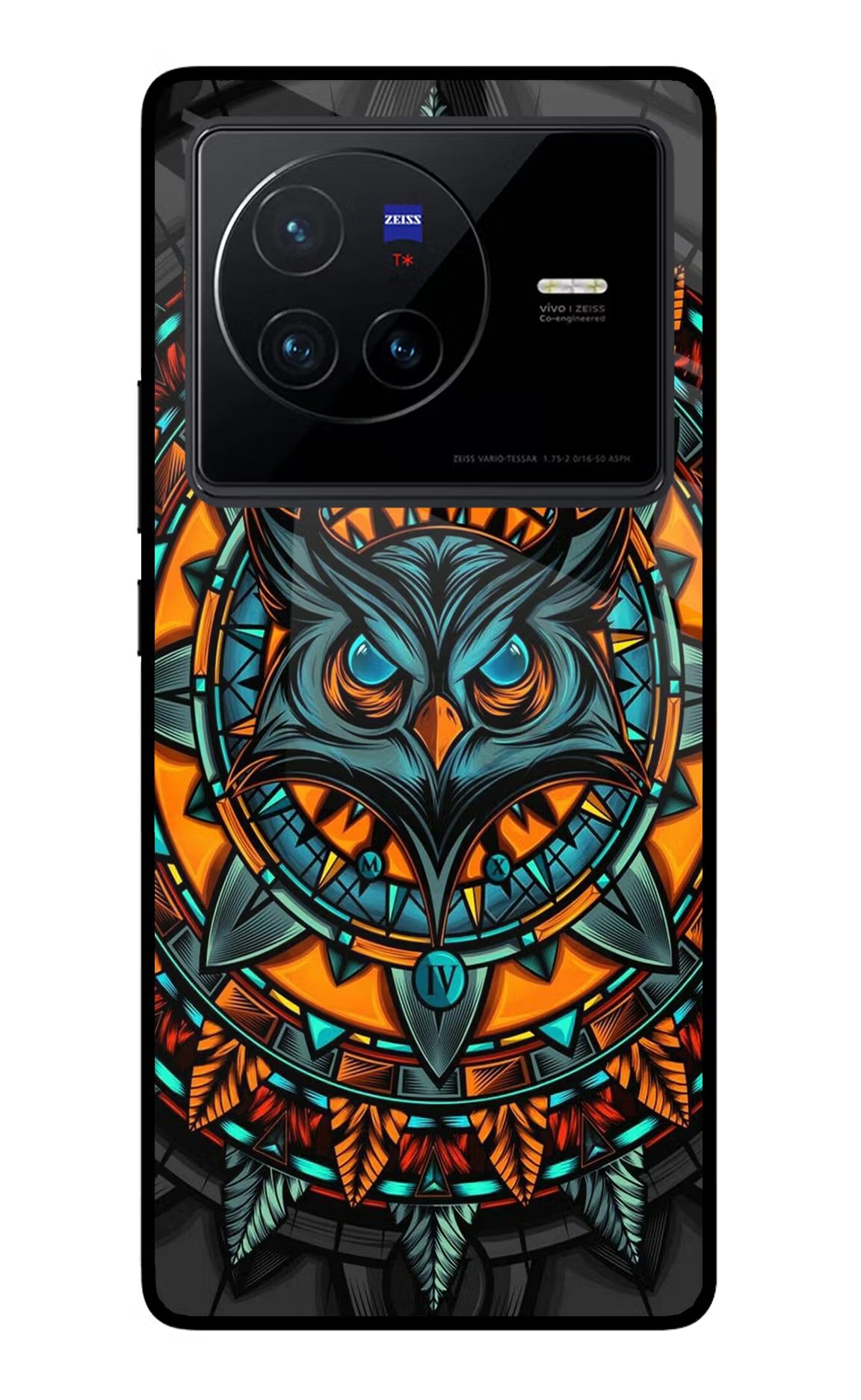 Angry Owl Art Vivo X80 Glass Case Back Cover by Casekaro
