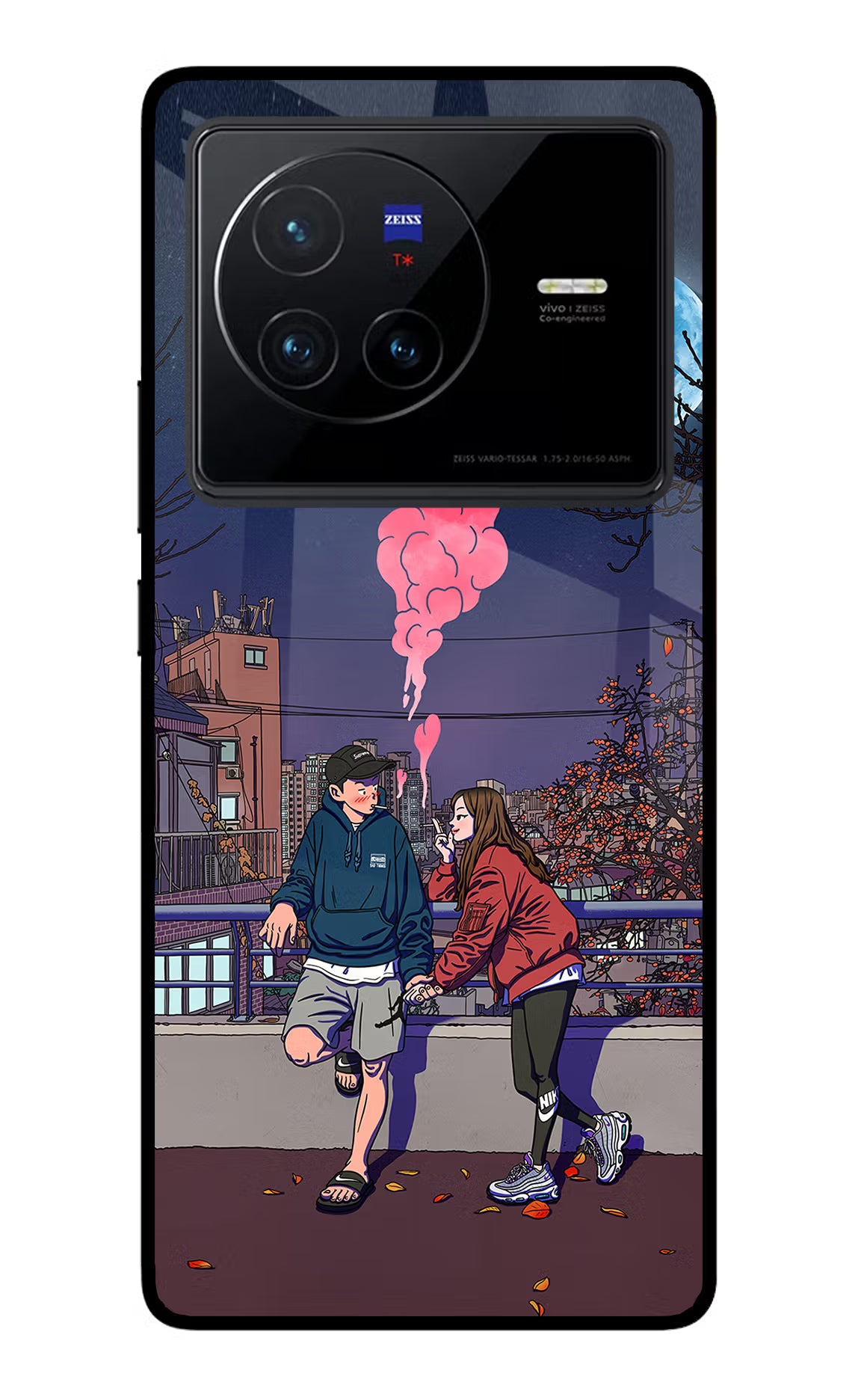 Chilling Couple Vivo X80 Glass Case Back Cover by Casekaro