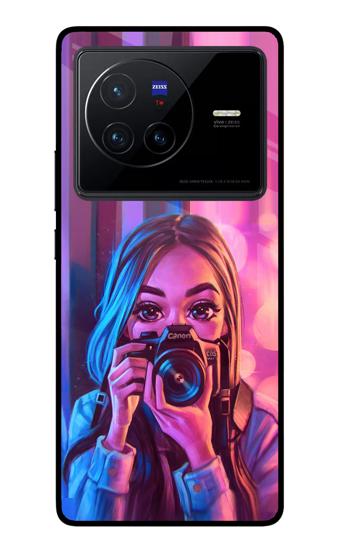 Girl Photographer Vivo X80 Glass Case Back Cover by Casekaro