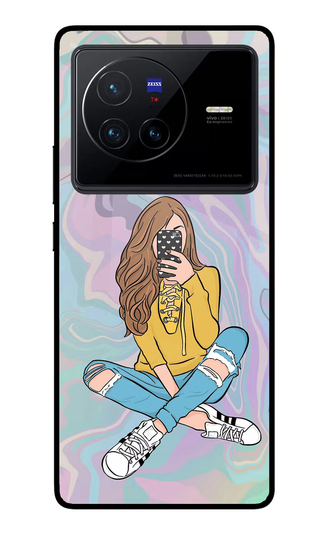 Selfie Girl Vivo X80 Glass Case Back Cover by Casekaro
