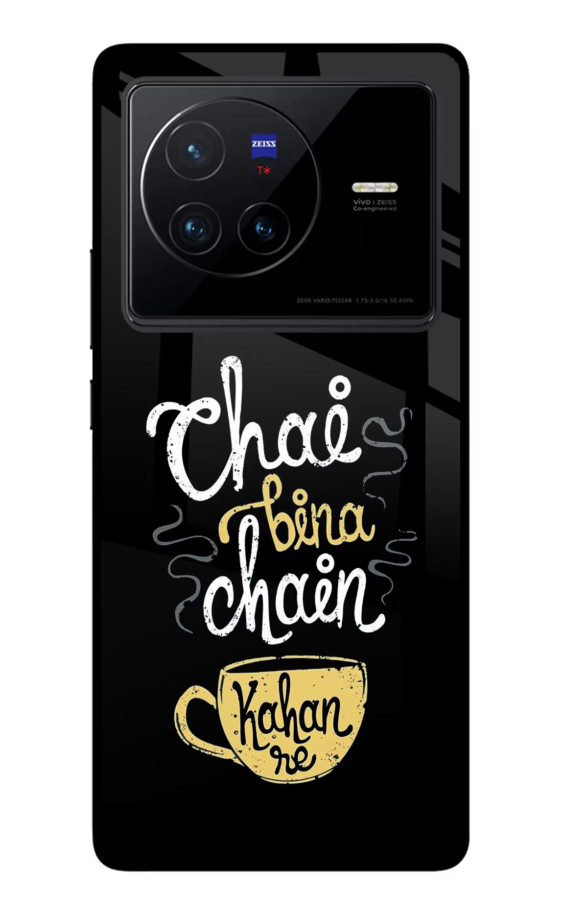 Chai Bina Chain Kaha Re Vivo X80 Glass Case Back Cover by Casekaro