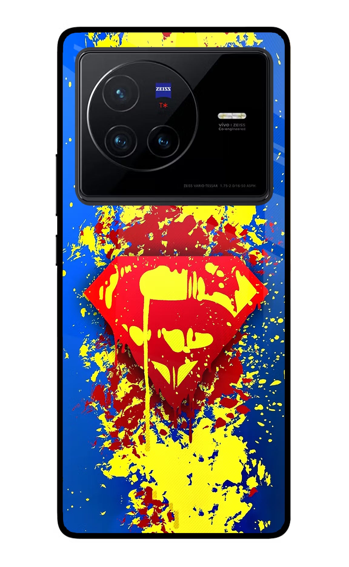 Superman logo Vivo X80 Glass Case Back Cover by Casekaro