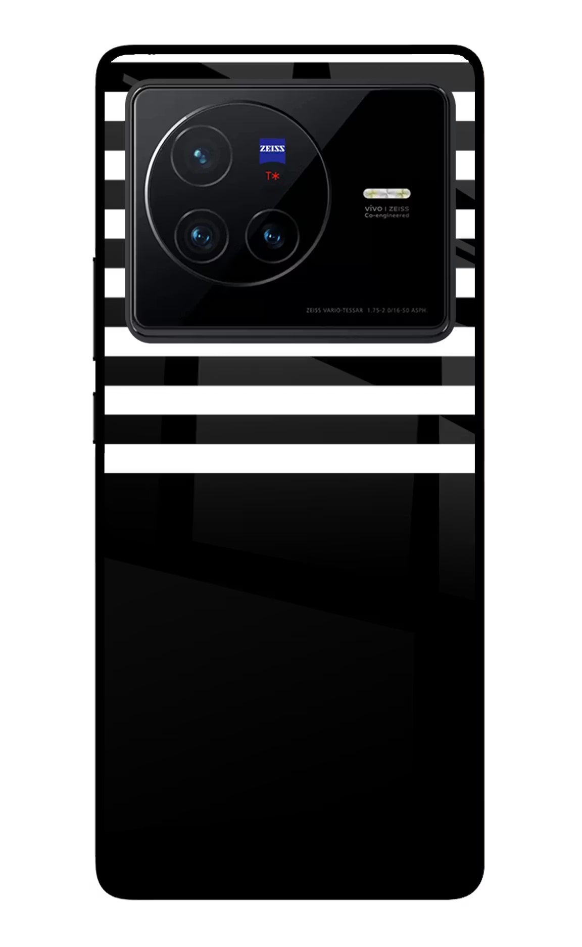 Black and White Print Vivo X80 Glass Case Back Cover by Casekaro