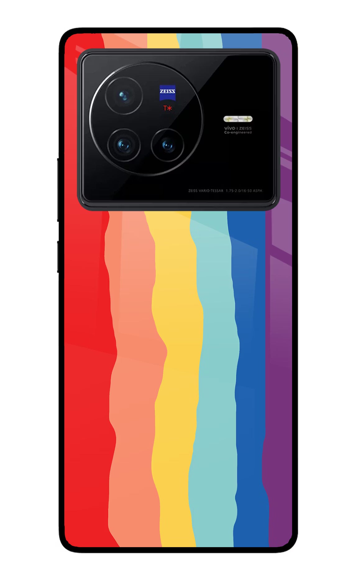 Rainbow Vivo X80 Glass Case Back Cover by Casekaro