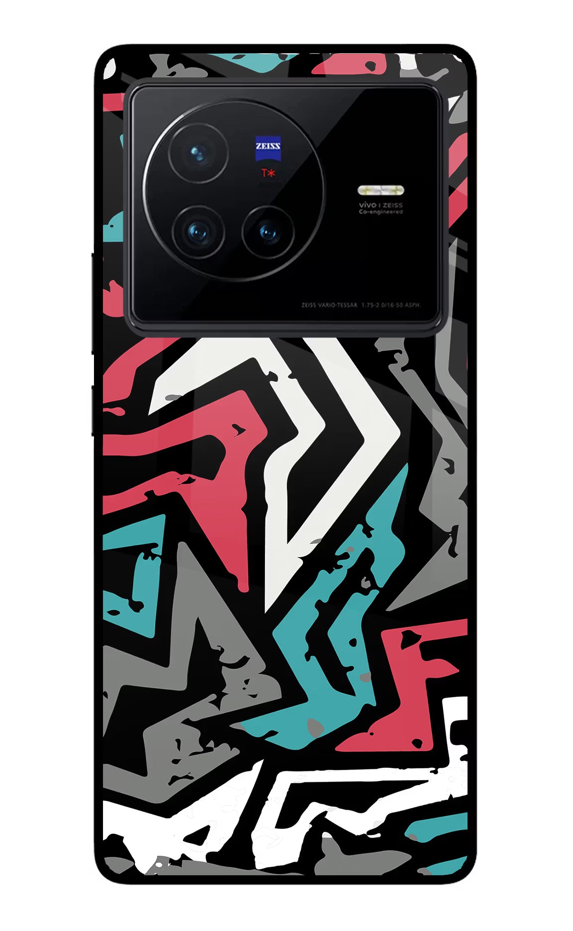 Geometric Graffiti Vivo X80 Glass Case Back Cover by Casekaro
