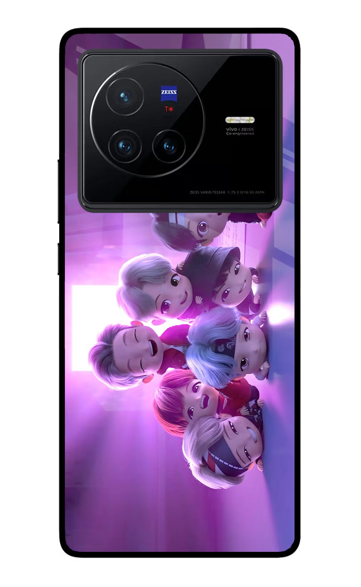 BTS Chibi Vivo X80 Glass Case Back Cover by Casekaro