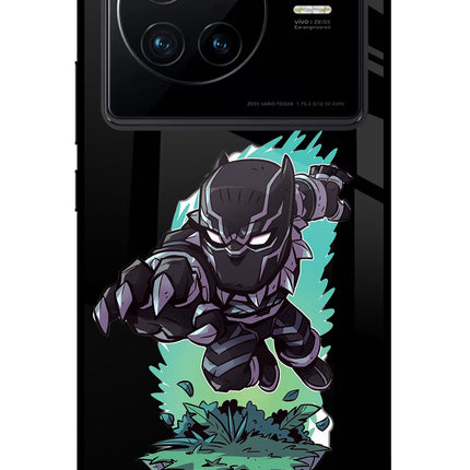 Black Panther Vivo X80 Glass Case Back Cover by Casekaro