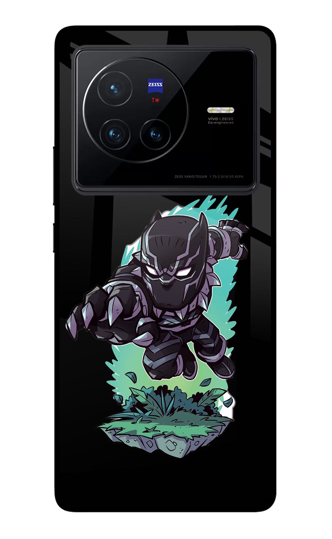 Black Panther Vivo X80 Glass Case Back Cover by Casekaro