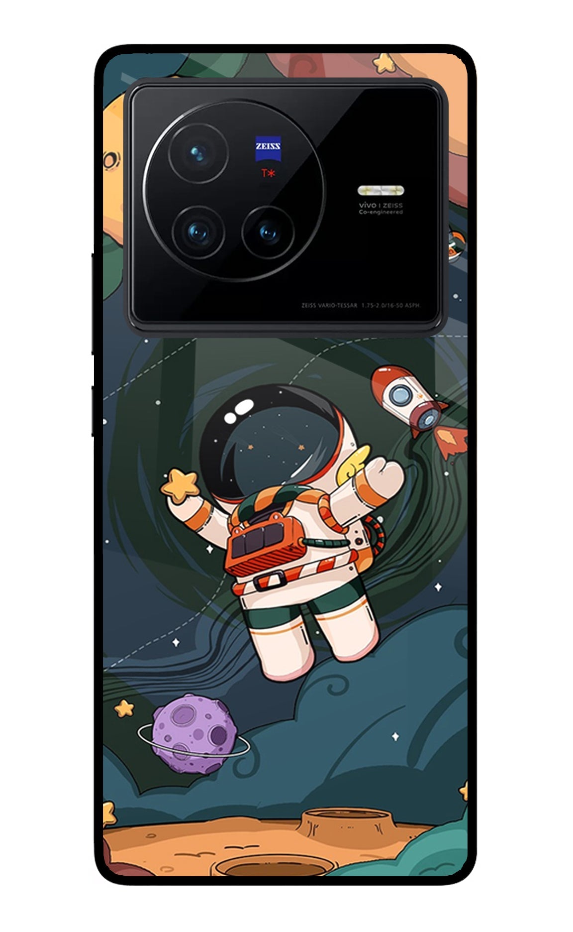 Cartoon Astronaut Vivo X80 Glass Case