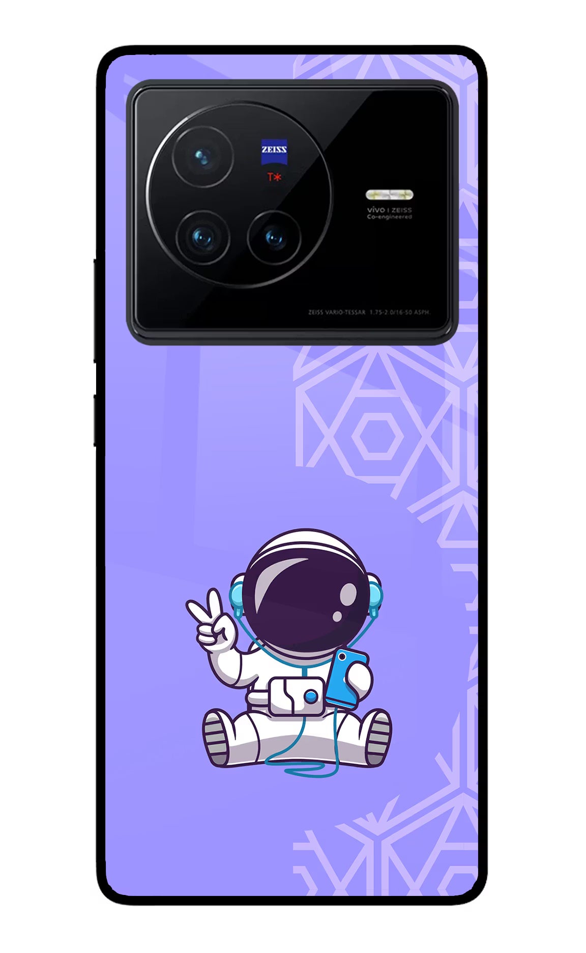 Cute Astronaut Chilling Vivo X80 Glass Case Back Cover by Casekaro