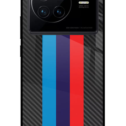 BMW Stripes Pattern Vivo X80 Glass Case Back Cover by Casekaro