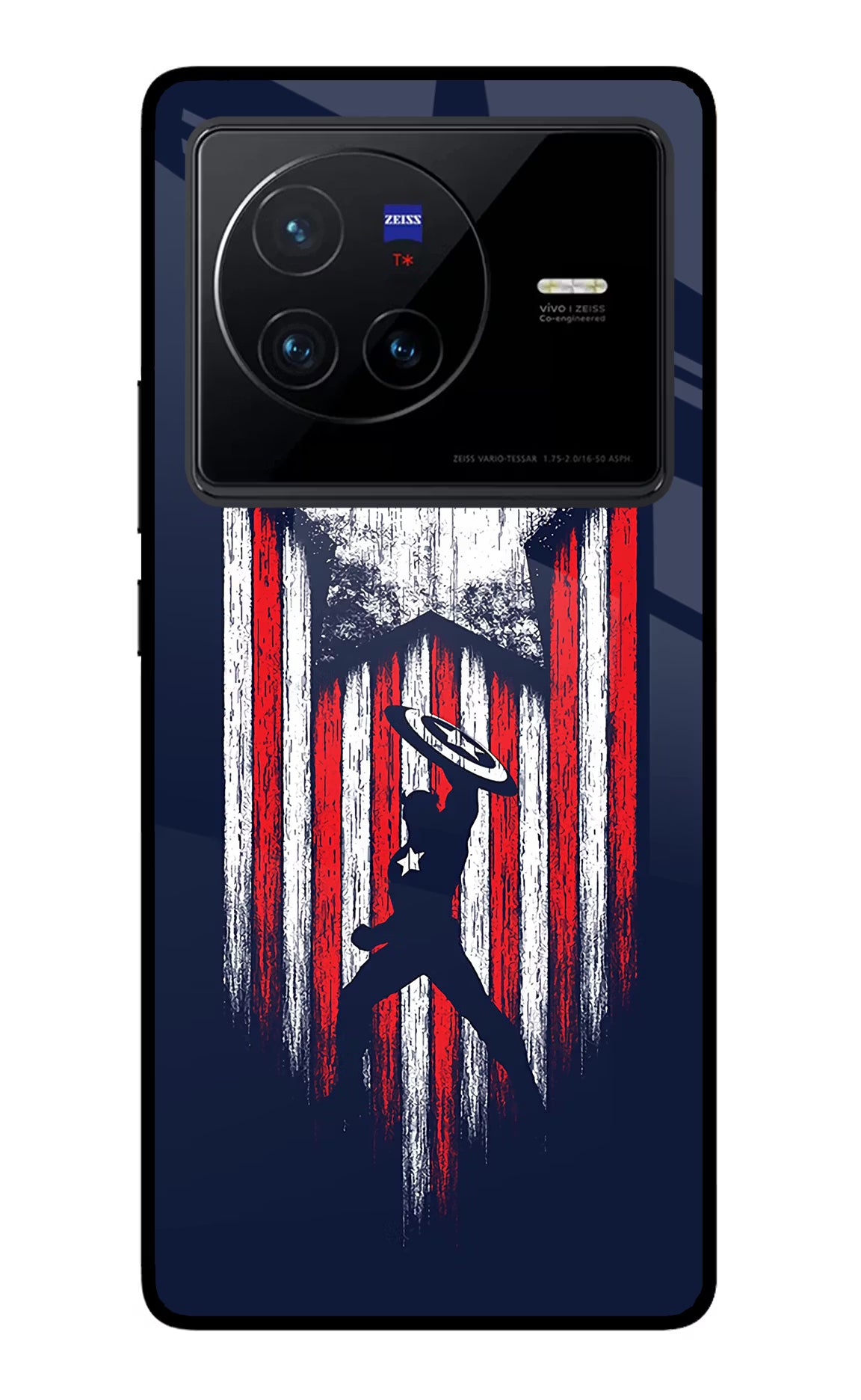 Captain America Marvel Art Vivo X80 Glass Case Back Cover by Casekaro