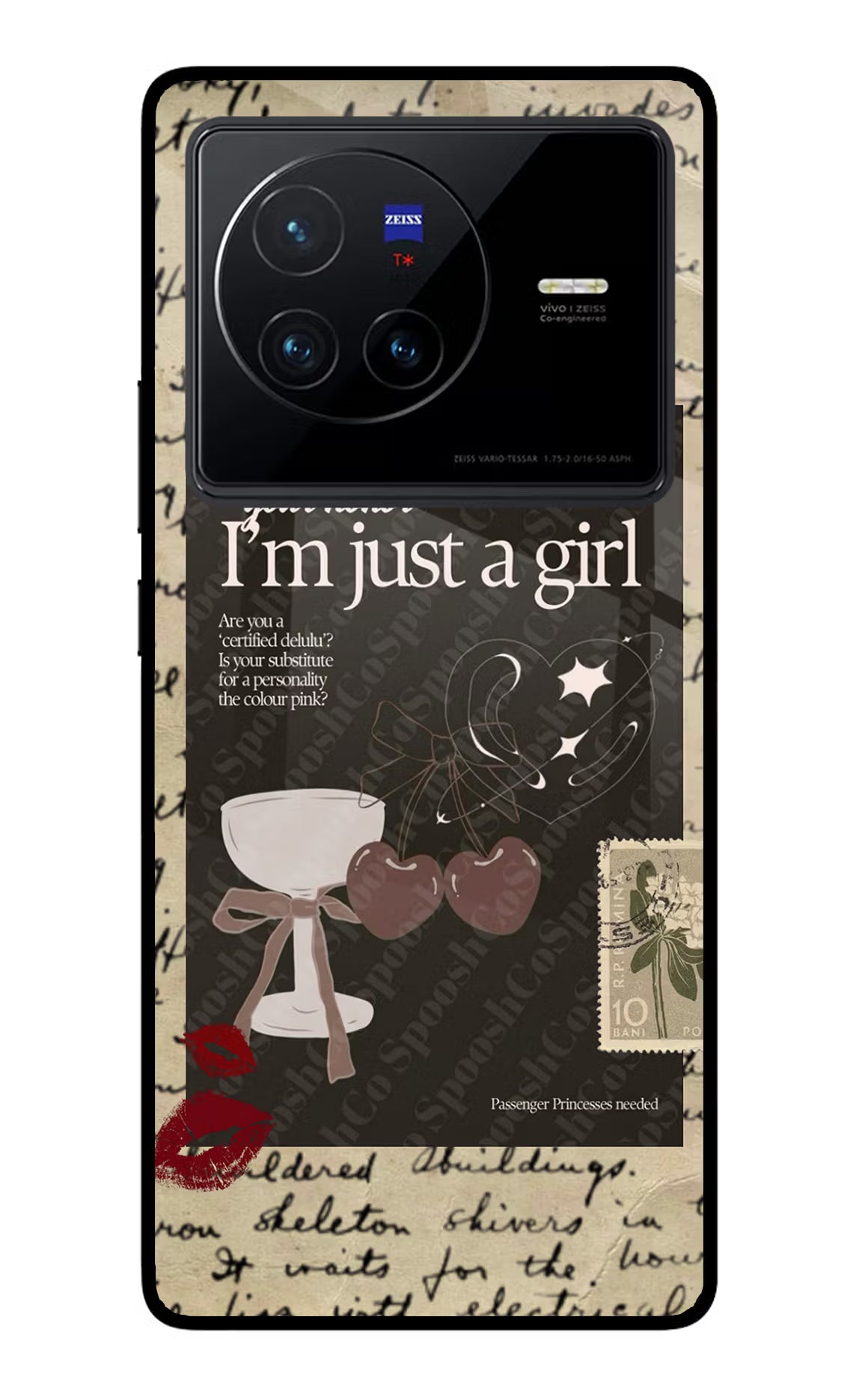I am just a girl Vivo X80 Glass Case Back Cover by Casekaro