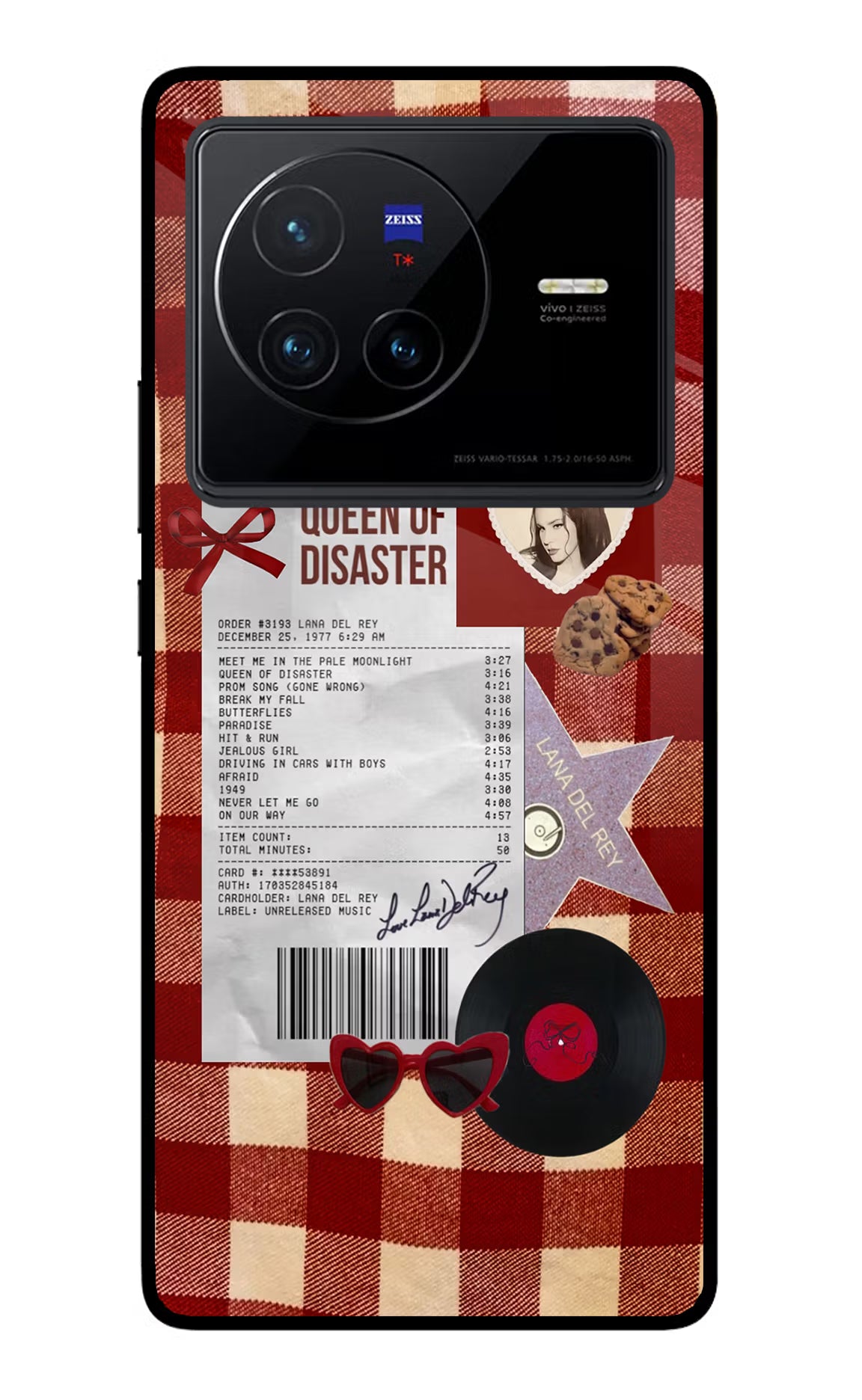 Queen of Disaster Vivo X80 Glass Case Back Cover by Casekaro