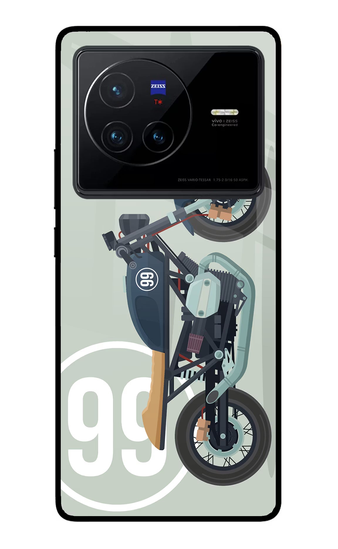 Classic Cafe Racer 99 Vivo X80 Glass Case Back Cover by Casekaro