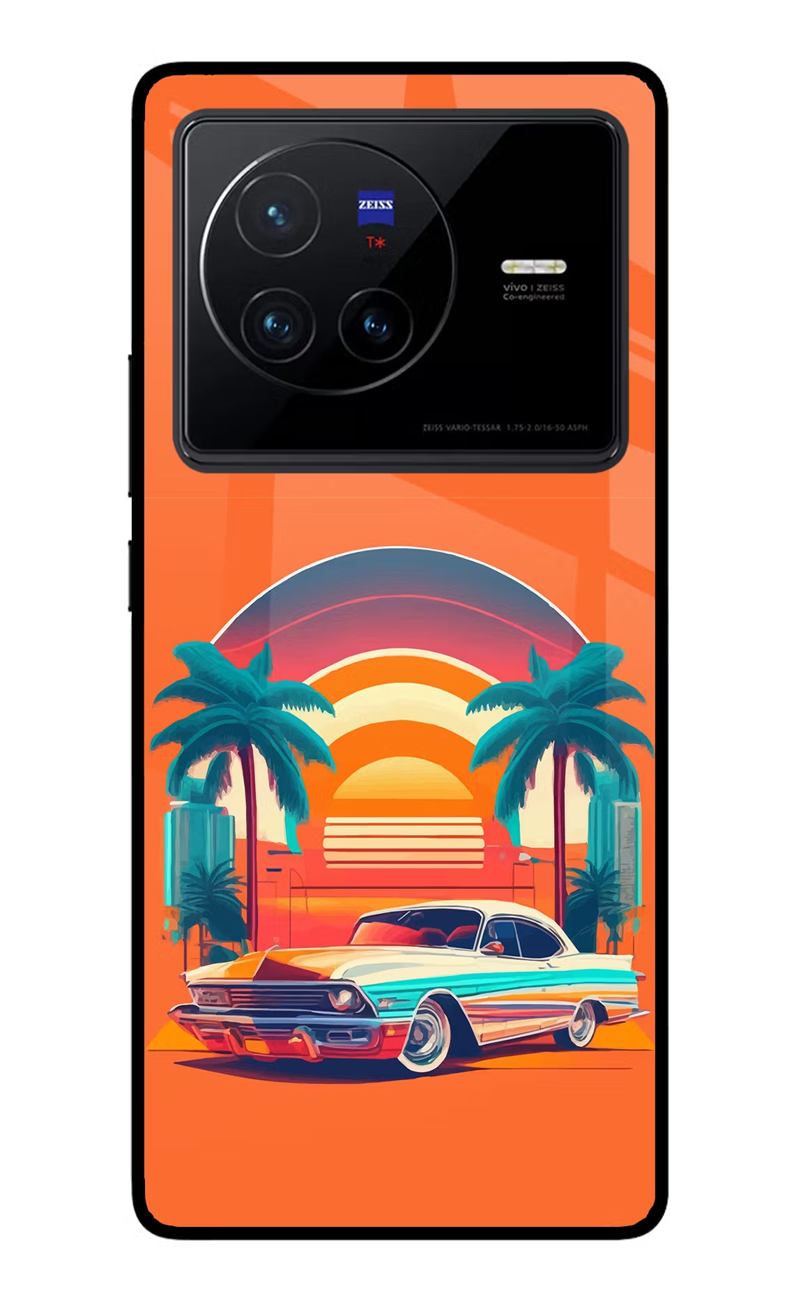 Palm Drive 80s Vivo X80 Glass Case Back Cover by Casekaro