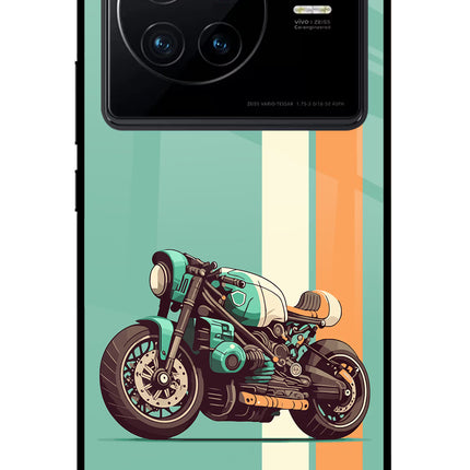 Striped Moto Drift Vivo X80 Glass Case