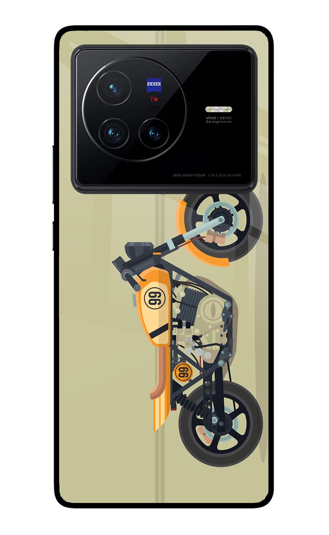 Vertical Speedster Vivo X80 Glass Case Back Cover by Casekaro