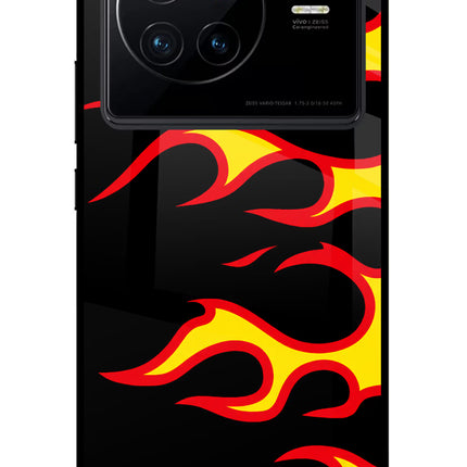 Side Sweep Flames Vivo X80 Glass Case