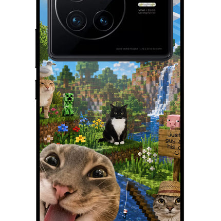 Minecraft Cat Chaos Vivo X80 Glass Case