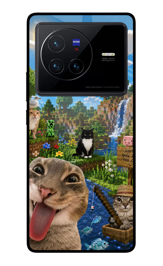 Minecraft Cat Chaos Vivo X80 Glass Case