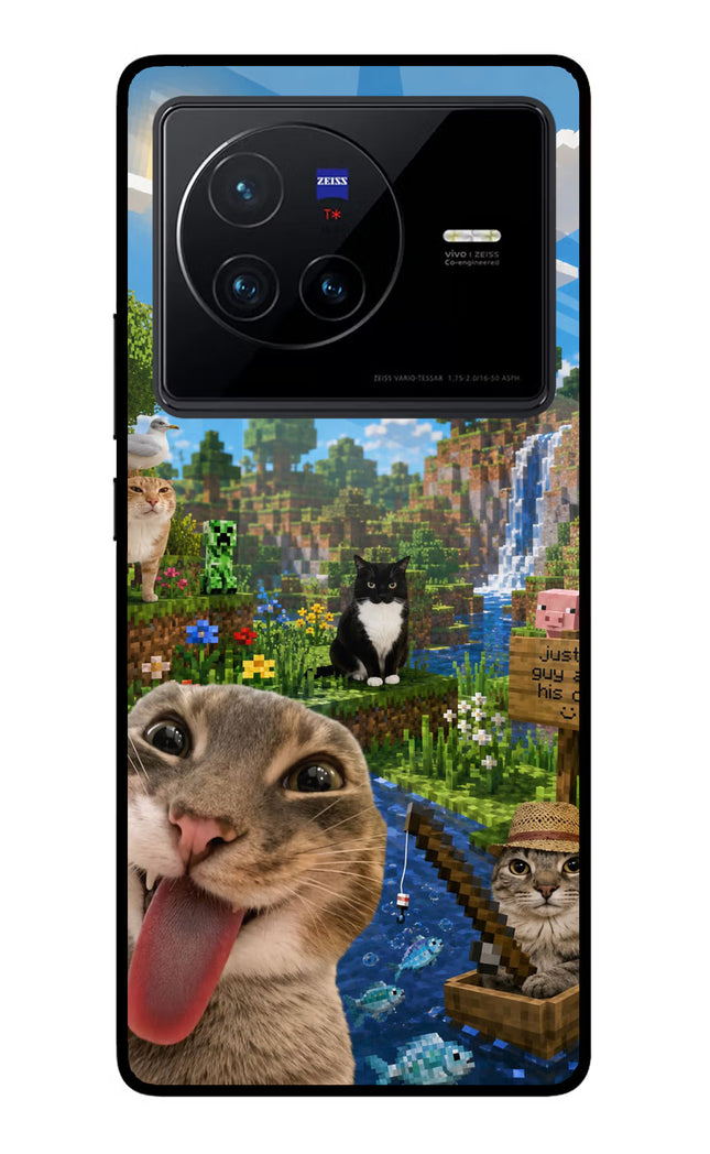 Minecraft Cat Chaos Vivo X80 Glass Case