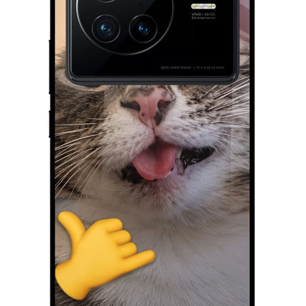 Silly Cat Call Vivo X80 Glass Case