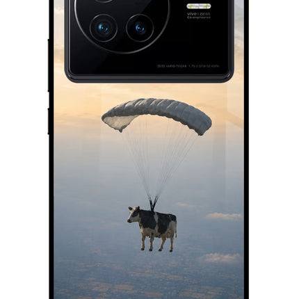 Skydiving Cow Vivo X80 Glass Case