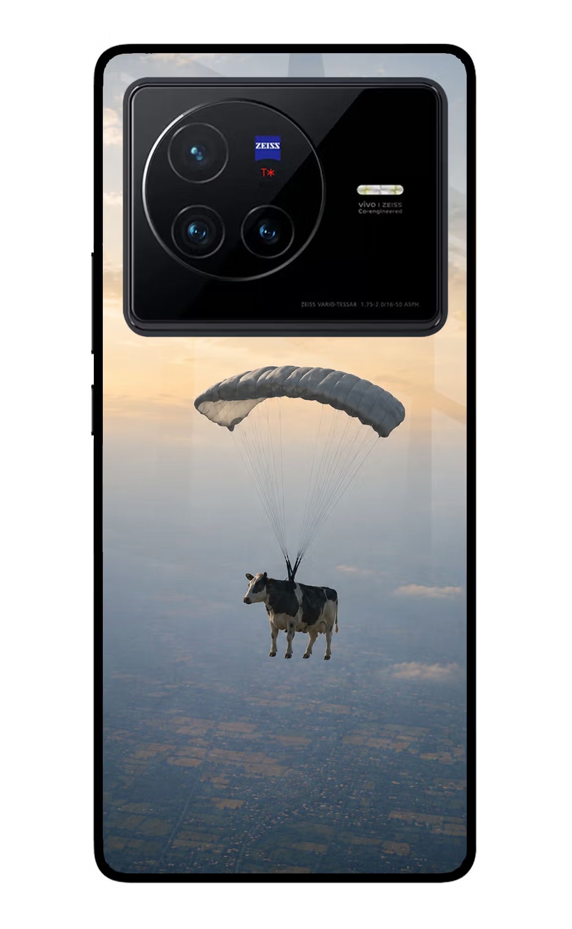 Skydiving Cow Vivo X80 Glass Case