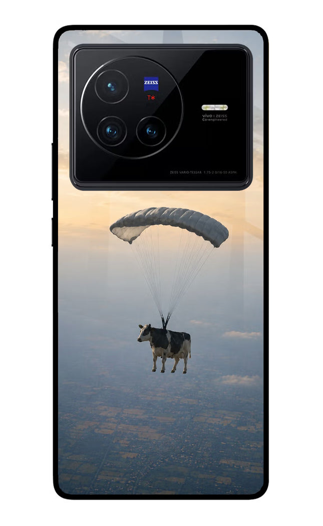 Skydiving Cow Vivo X80 Glass Case