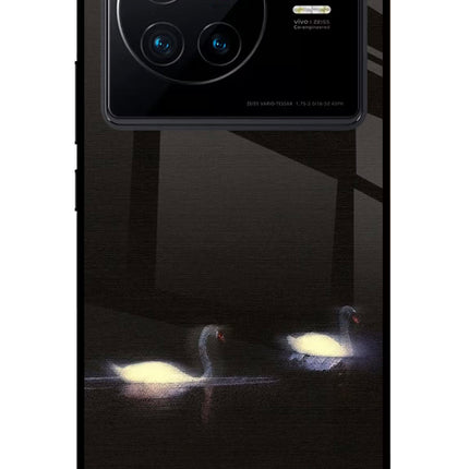 Silent Swans Vivo X80 Glass Case Back Cover by Casekaro