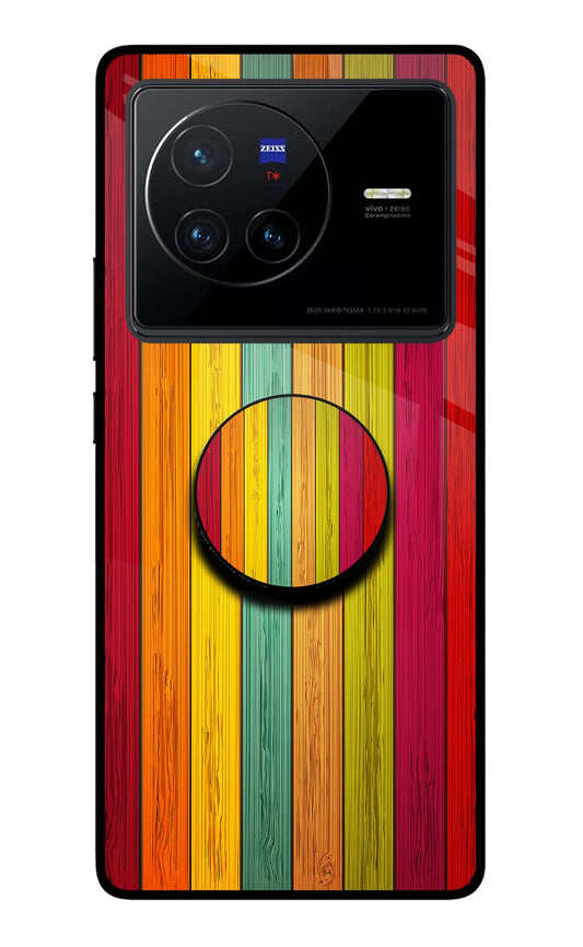 Multicolor Wooden Vivo X80 Glass Case