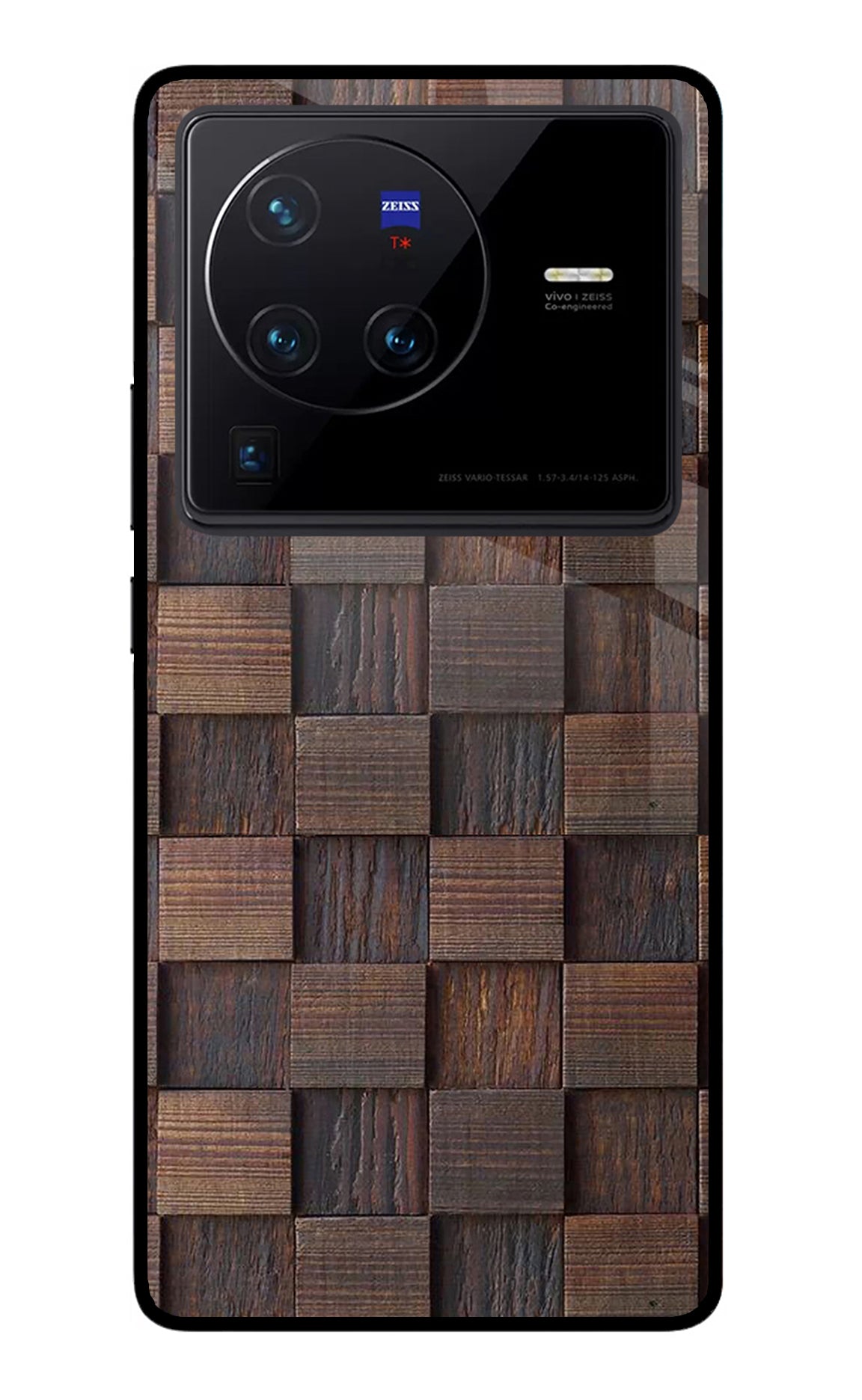 Wooden Cube Design Vivo X80 Pro Glass Case