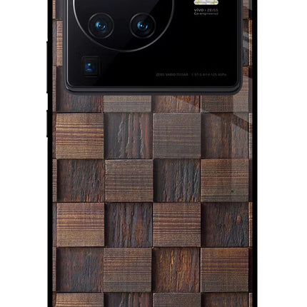 Wooden Cube Design Vivo X80 Pro Glass Case