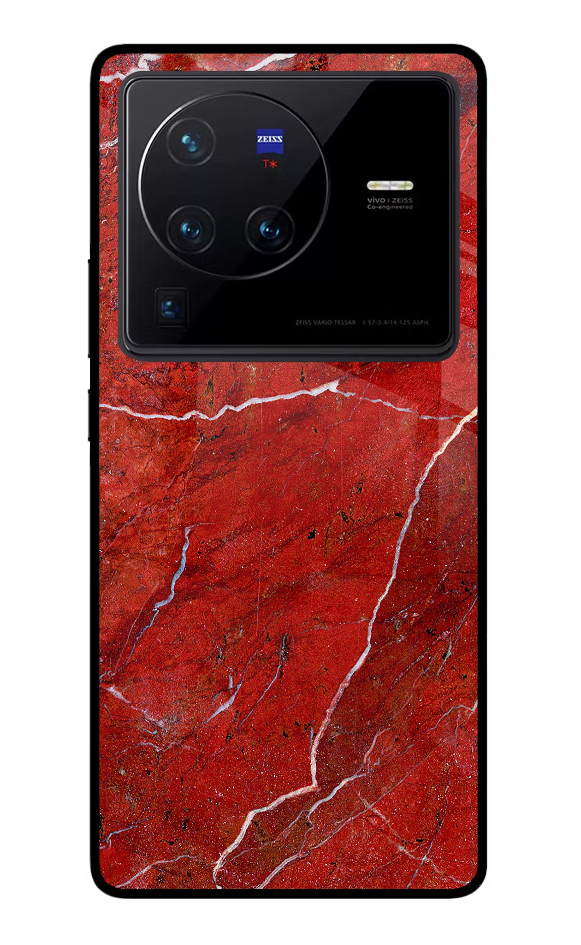 Red Marble Design Vivo X80 Pro Glass Case Back Cover by Casekaro