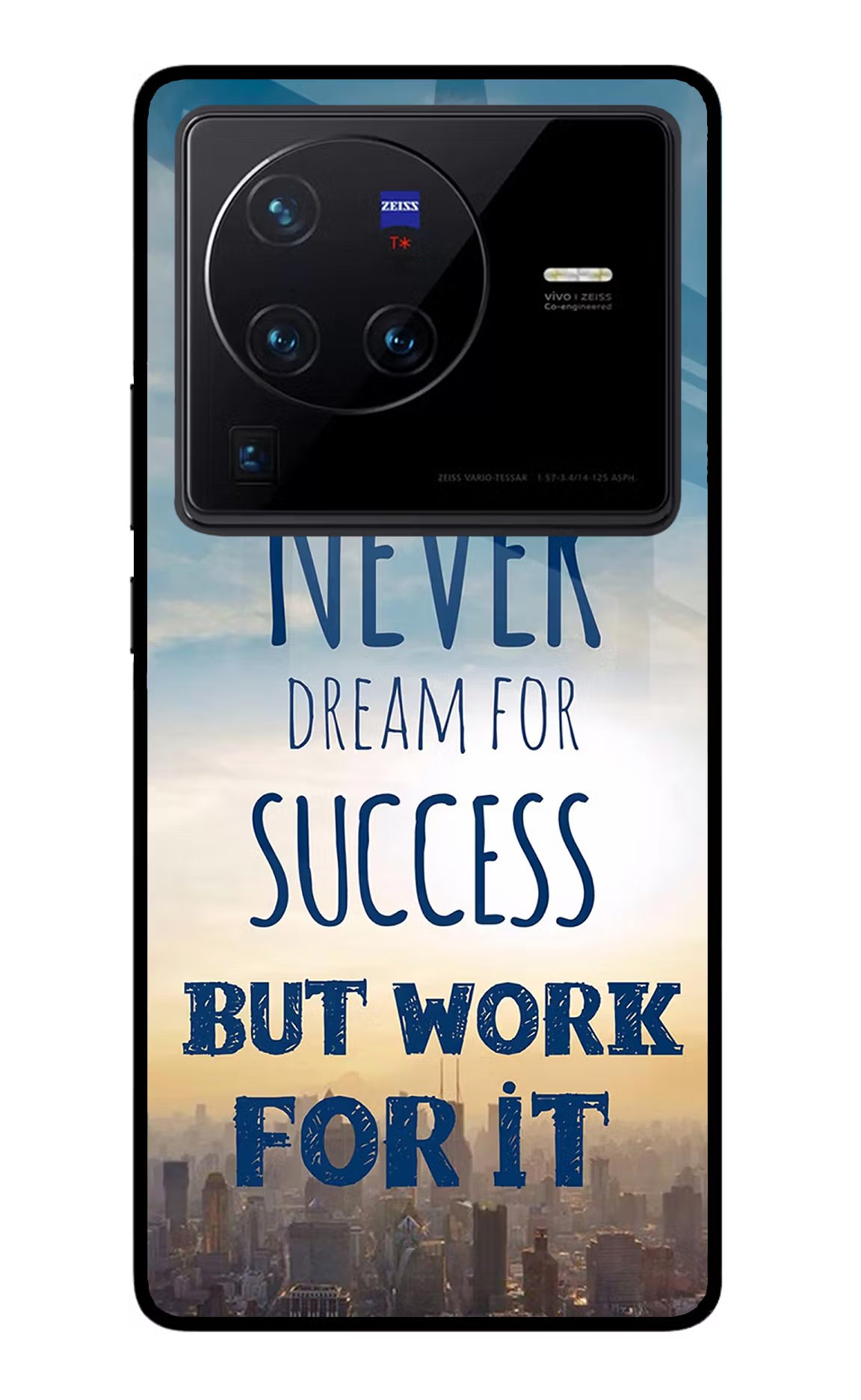 Never Dream For Success But Work For It Vivo X80 Pro Glass Case Back Cover by Casekaro