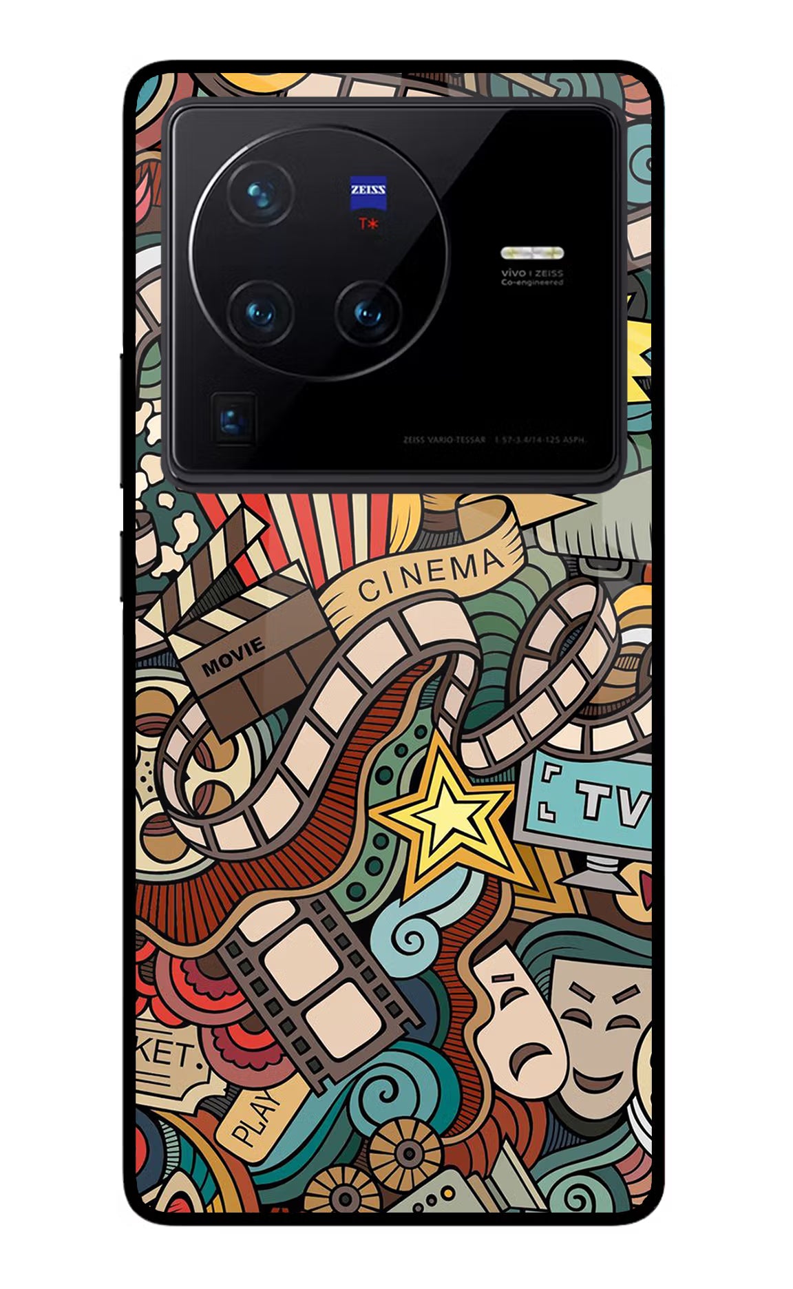 Cinema Abstract Vivo X80 Pro Glass Case Back Cover by Casekaro