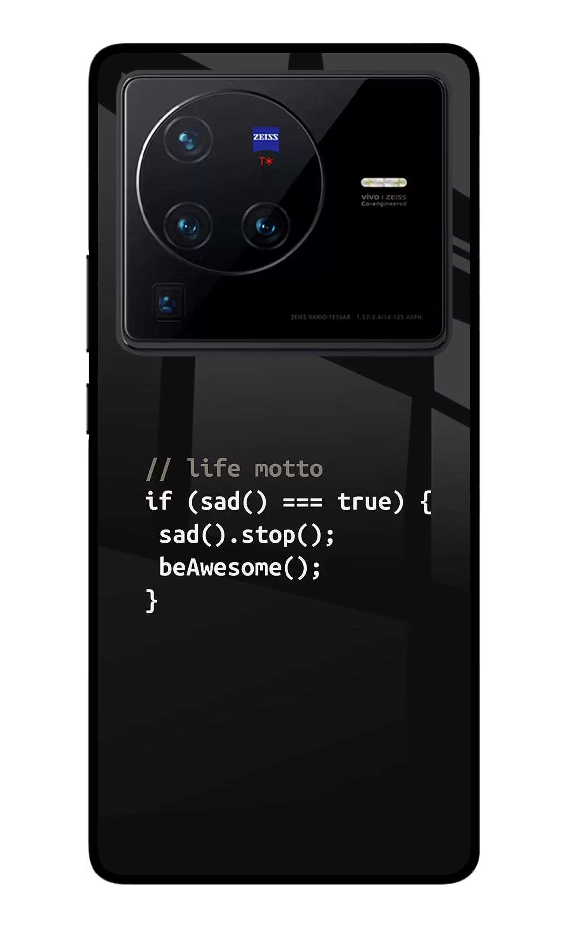 Life Motto Code Vivo X80 Pro Glass Case Back Cover by Casekaro