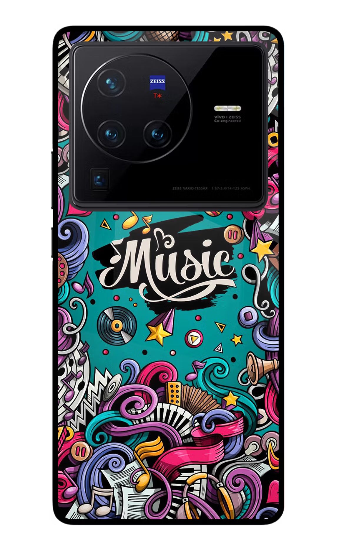 Music Graffiti Vivo X80 Pro Glass Case Back Cover by Casekaro