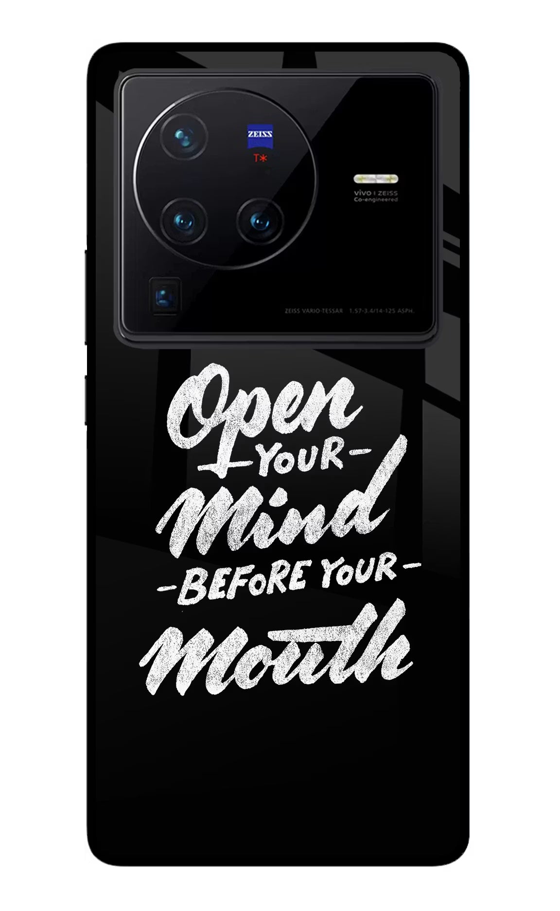 Open Your Mind Before Your Mouth Vivo X80 Pro Glass Case Back Cover by Casekaro