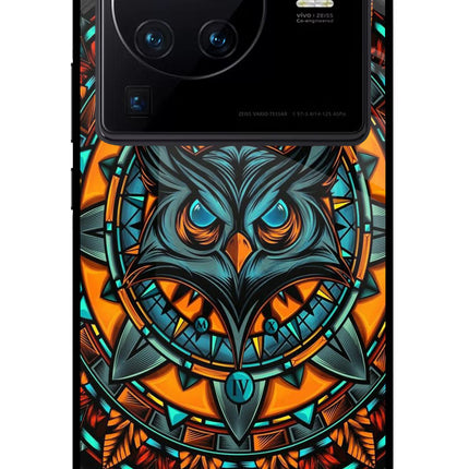 Angry Owl Art Vivo X80 Pro Glass Case Back Cover by Casekaro