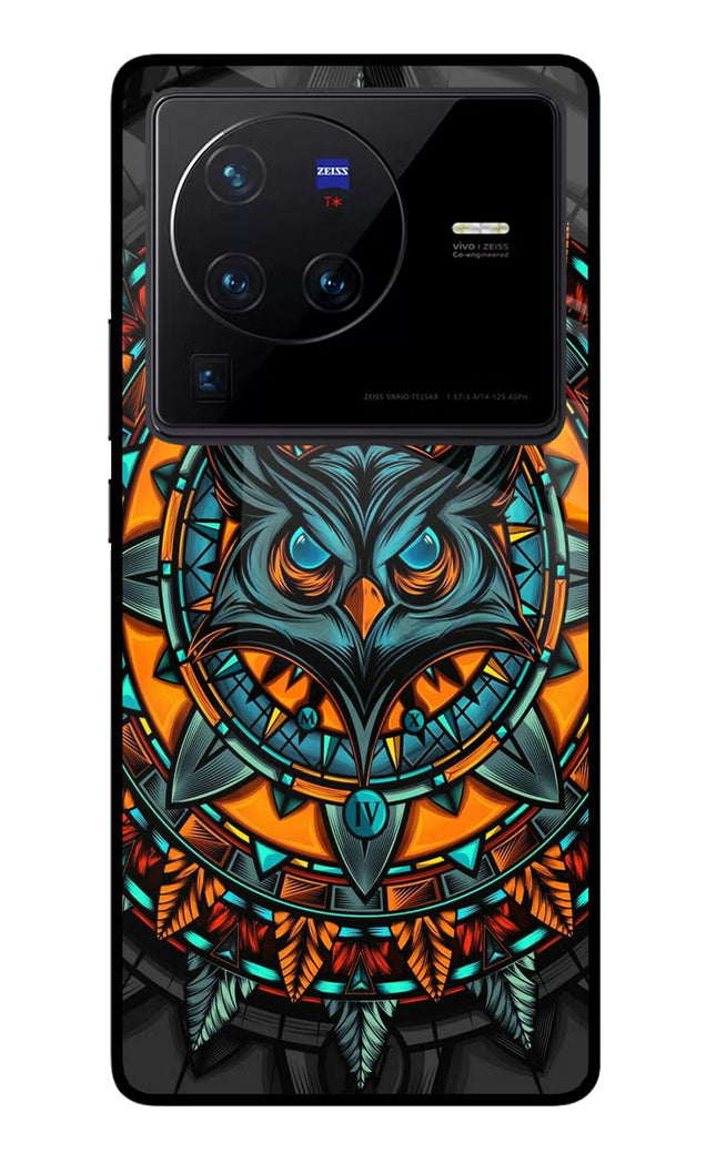 Angry Owl Art Vivo X80 Pro Glass Case Back Cover by Casekaro