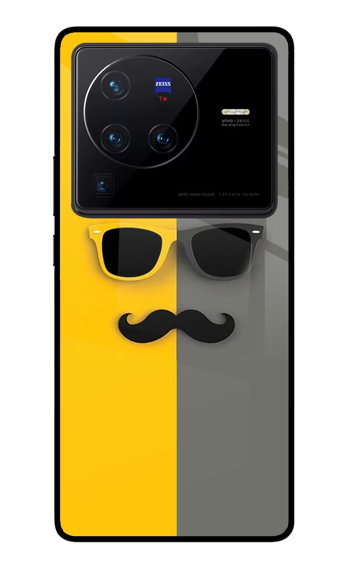 Sunglasses with Mustache Vivo X80 Pro Glass Case Back Cover by Casekaro