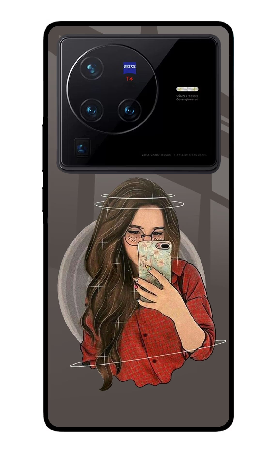 Selfie Queen Vivo X80 Pro Glass Case Back Cover by Casekaro