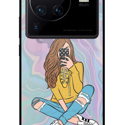 Selfie Girl Vivo X80 Pro Glass Case Back Cover by Casekaro