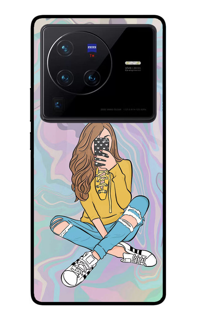Selfie Girl Vivo X80 Pro Glass Case Back Cover by Casekaro